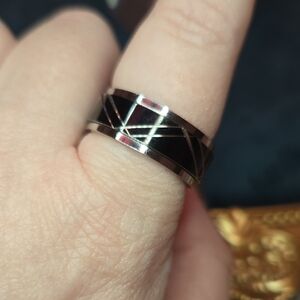 Black and Silver Stainless Steel Spinner Ring Brand New